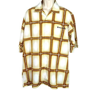Southpole Authentic Collection Button Up Shirt Men Size L Brown Retro Short Slv